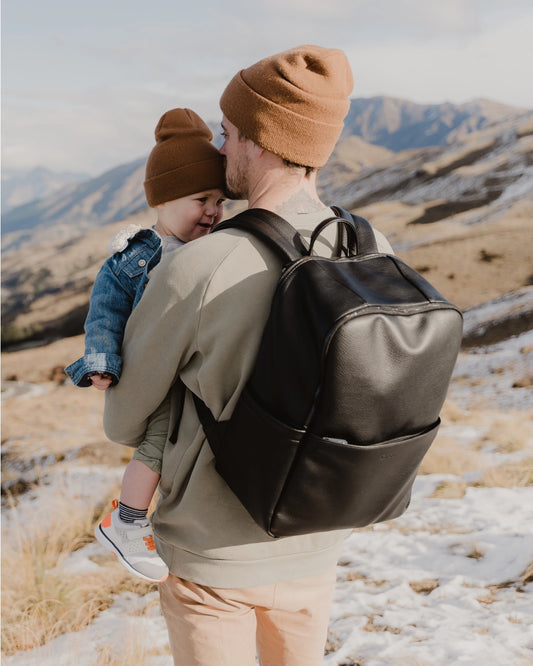 OiOi Multitasker Nappy Backpack Black Vegan Leather