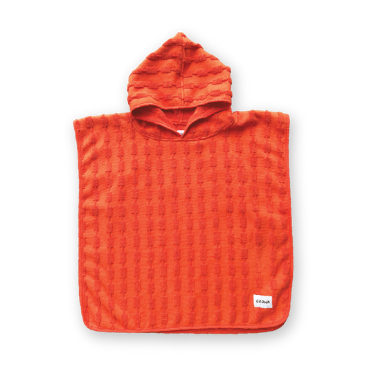 Grown Terry Towelling Poncho Blocks Rosso