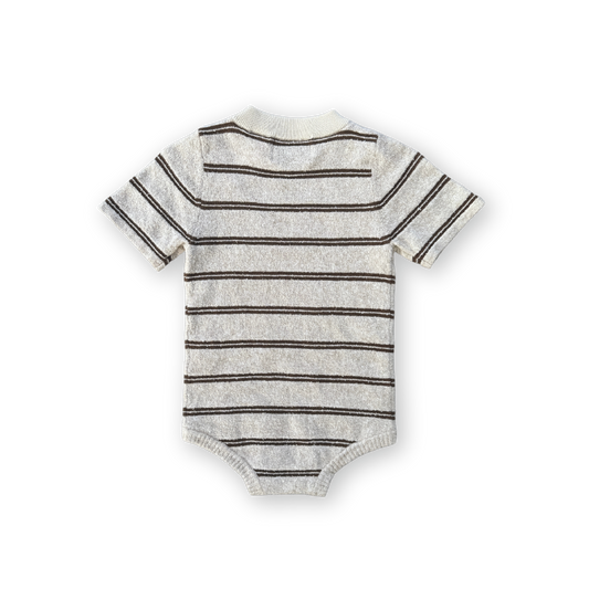 Knitted Terry Striped Bodysuit Dune / Cafe