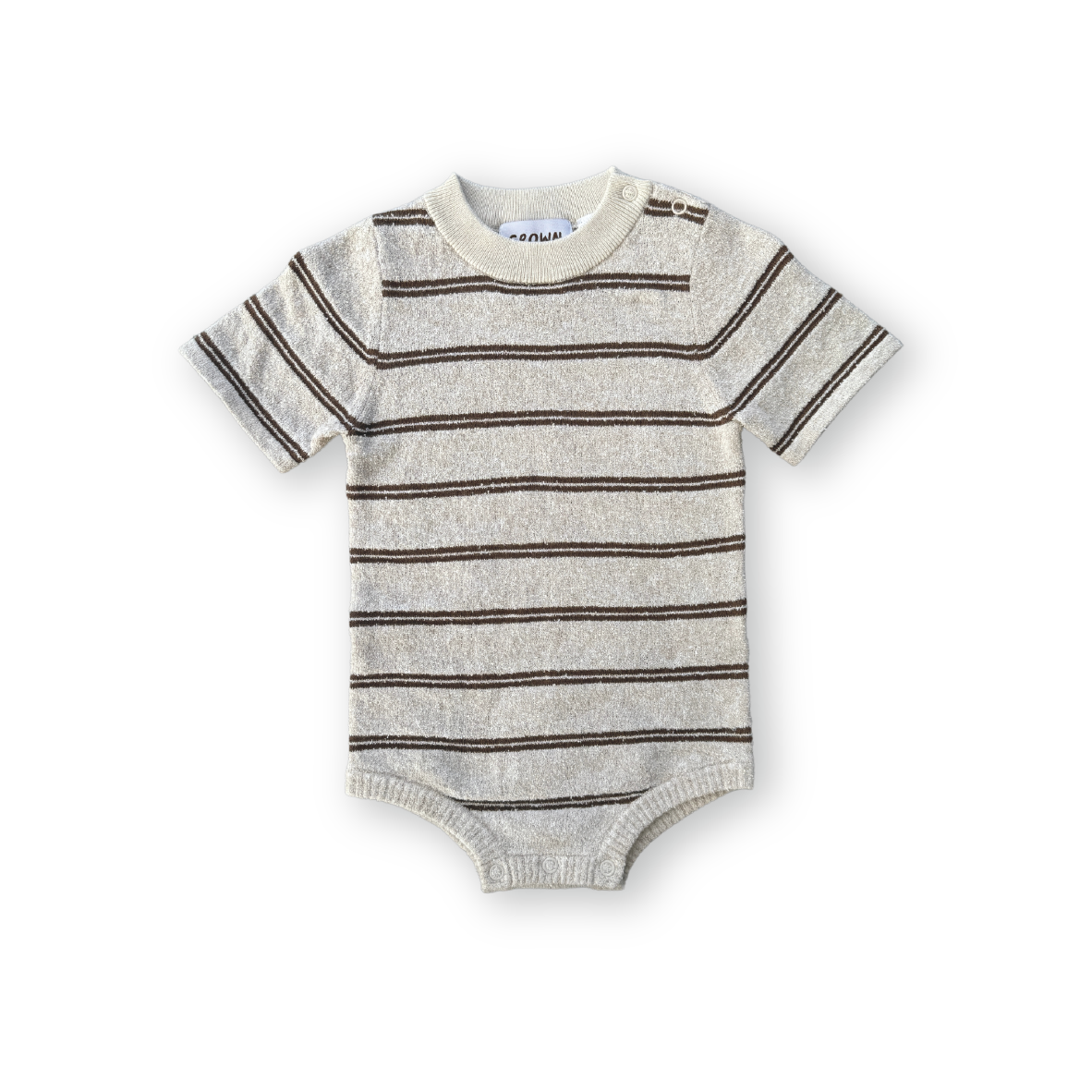 Knitted Terry Striped Bodysuit Dune / Cafe