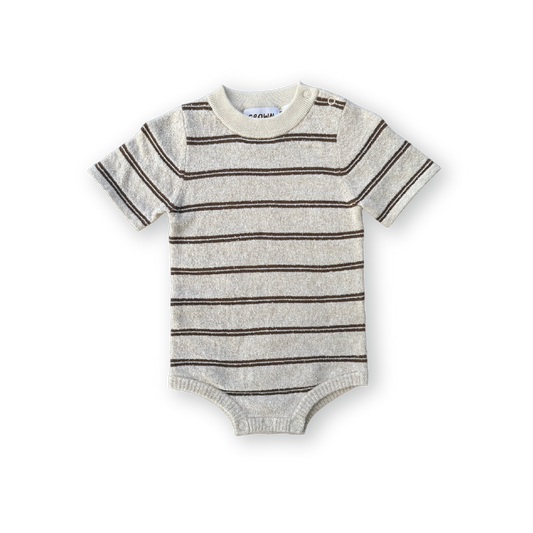 Knitted Terry Striped Bodysuit Dune / Cafe