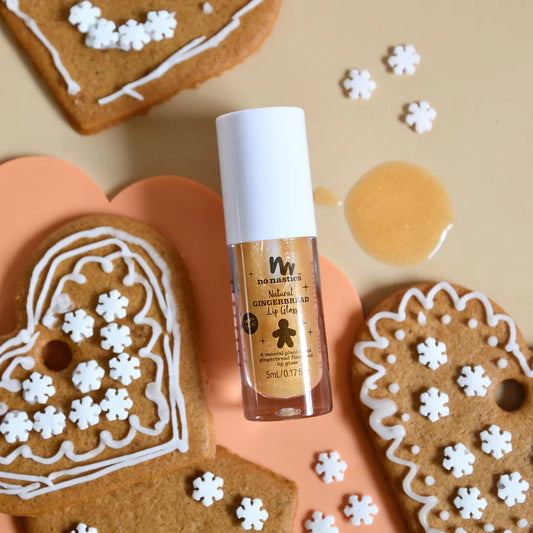 No Nasties Limited Edition Christmas Gingerbread Flavoured Natural Lip Gloss Shimmery Nude Gold
