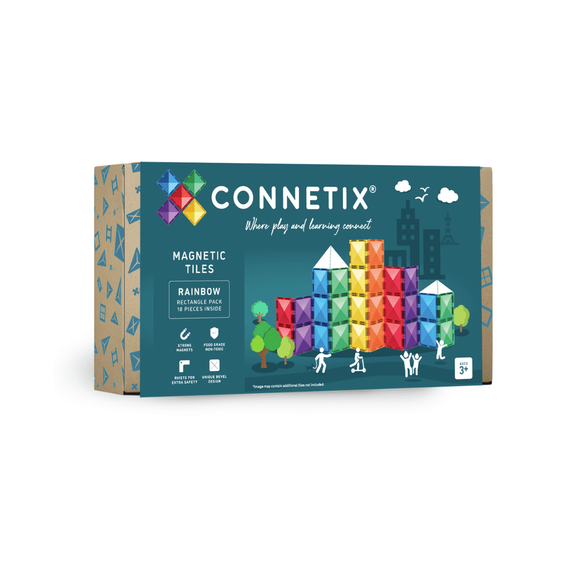 Connetix 18 Piece Rainbow Rectangle Pack