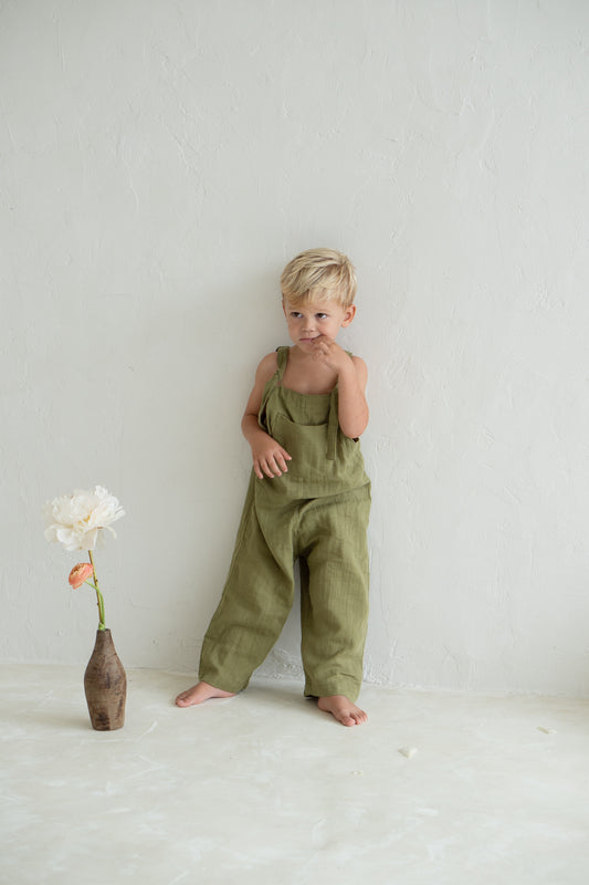 Illoura The Label Long Marlow Overalls Olive