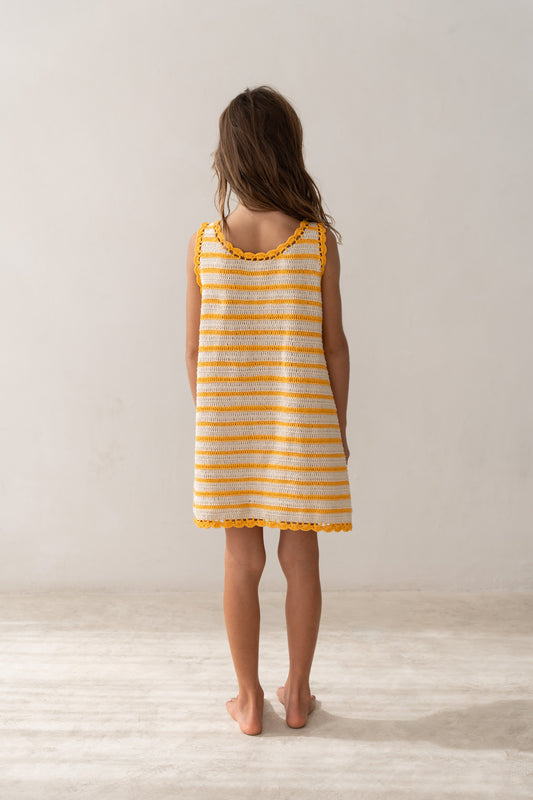 Illoura The Label Crochet Mini dress Mango Stripe