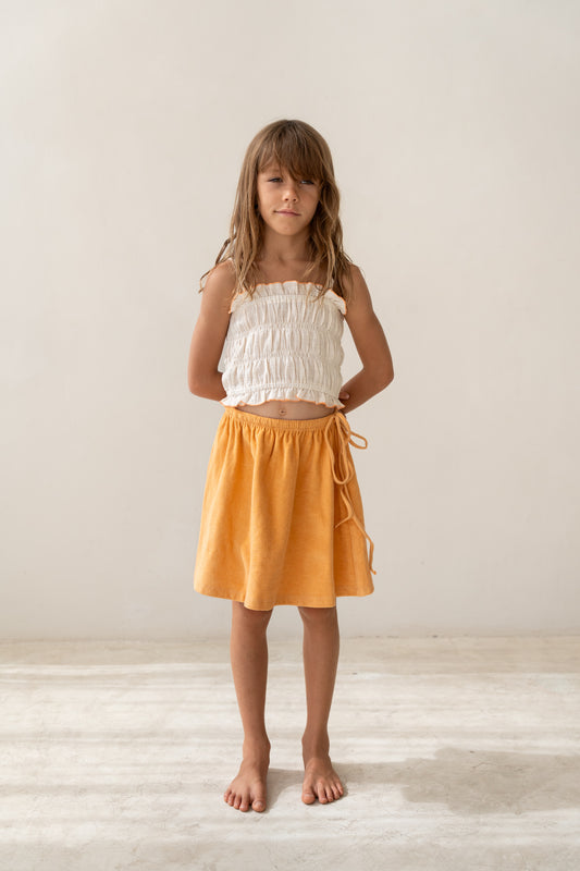 Illoura The Label Shirred Crop Ecru Mango