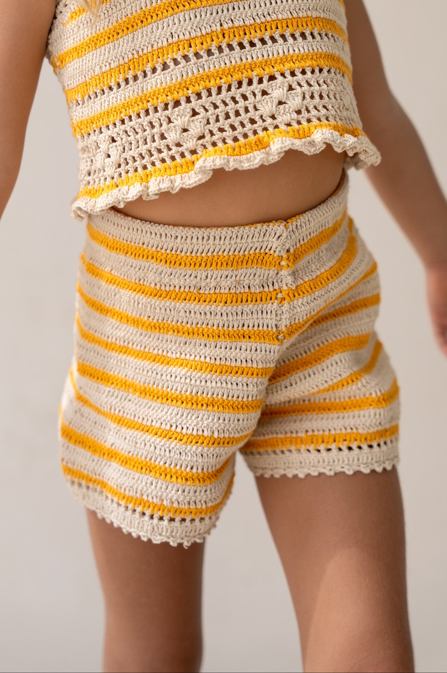 Illoura The Label Crochet Shorts Mango Stripe