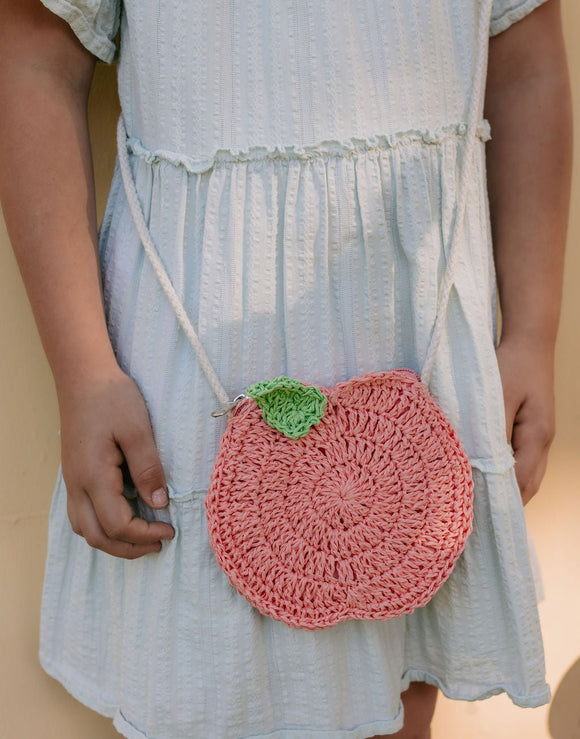 Acorn Peach Straw Bag