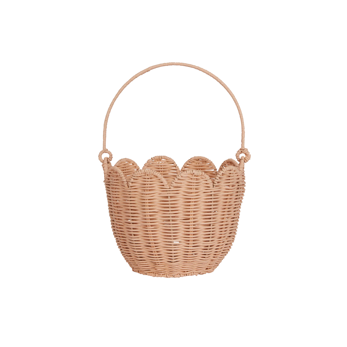 Olli Ella Rattan Tulip Carry Basket Seashell Pink