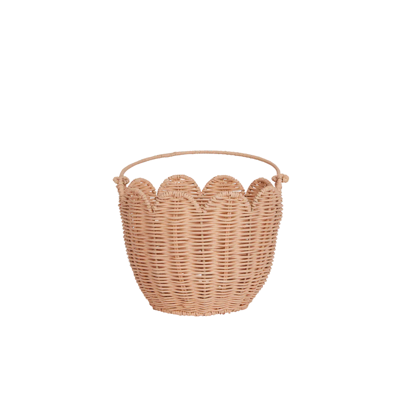 Olli Ella Rattan Tulip Carry Basket Seashell Pink