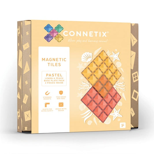 Connetix Tiles Pastel Lemon & Peach 2 Piece Base Plate Pack