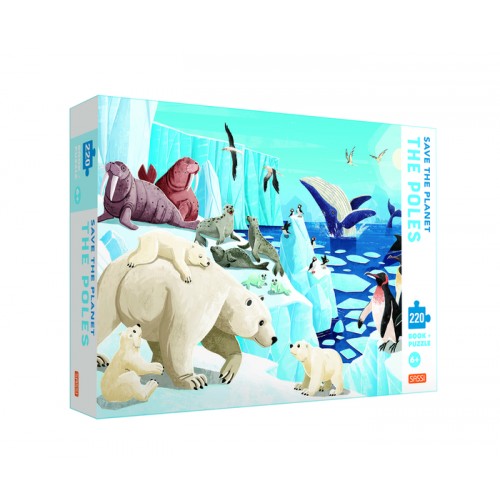 Sassi Save the Planet The Poles Puzzle and Book Set 220 pcs