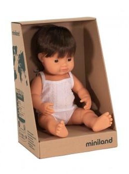 Miniland 38cm Baby Doll Brunette Caucasian Boy