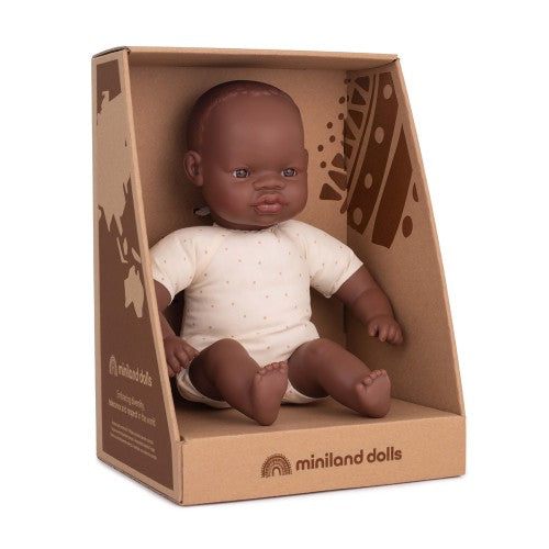 Miniland 32cm Soft Body Baby Doll African
