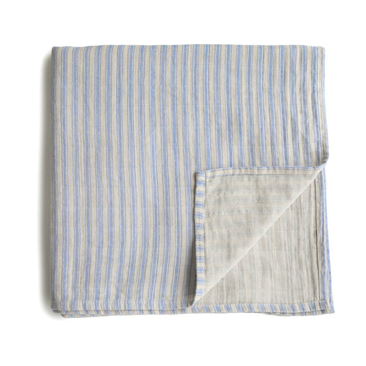 Mushie Swaddle Blue Stripe