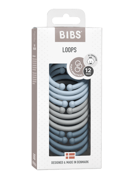 BIBS Dummies Loops 12 pcs Baby Blue/Cloud/Petrol