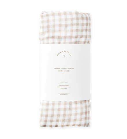 Emma Kate Co. Baby Swaddle Cocoa Gingham