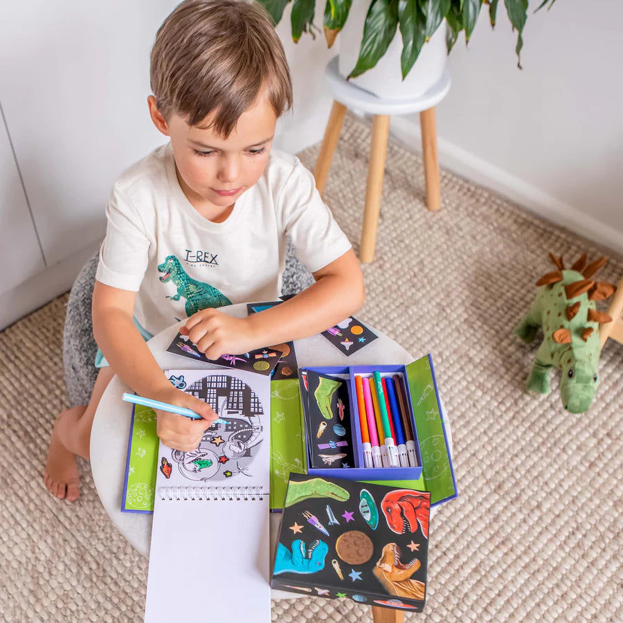 Tiger Tribe Colouring Set Dinos in Space