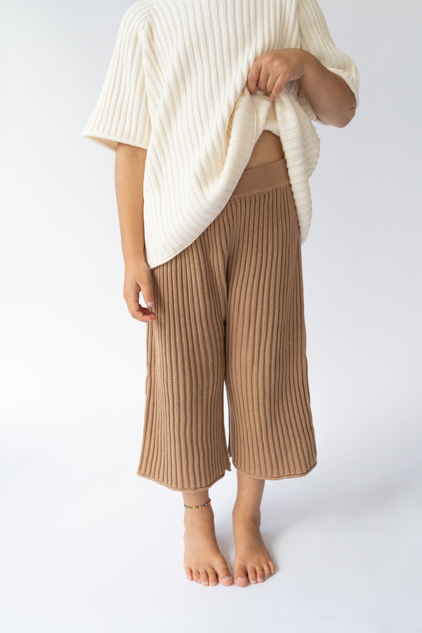 Illoura The Label Essential Ribbed 3/4 Knit Pants Chocolate