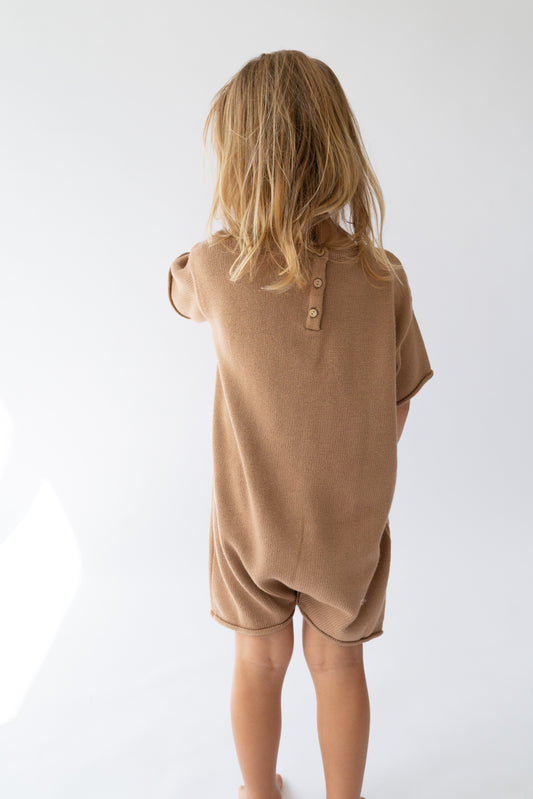Illoura The Label Essential Short Sleeve Knit Romper Chocolate