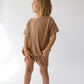 Illoura The Label Essential Short Sleeve Knit Romper Chocolate