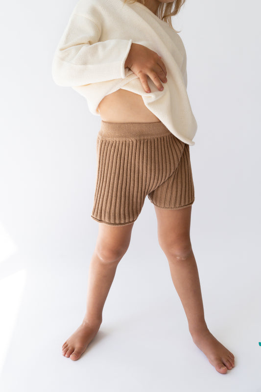 Illoura The Label Essential Ribbed Knit Shorts Chocolate
