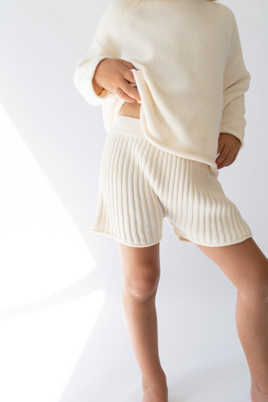 Illoura The Label Essential Ribbed Knit Shorts Vanilla