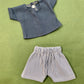 Threadz.Co Dolls Clothing Boys Blue Denim Stripe Shorts and Navy Top 21cm