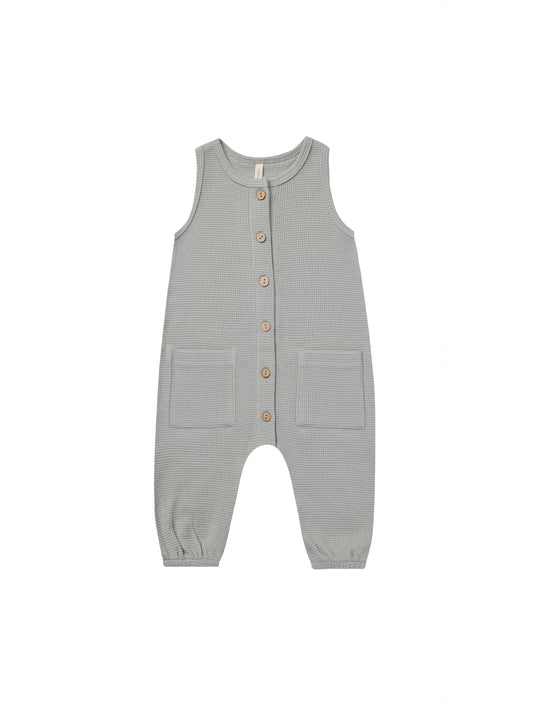 Quincy Mae Waffle Jumpsuit Sky