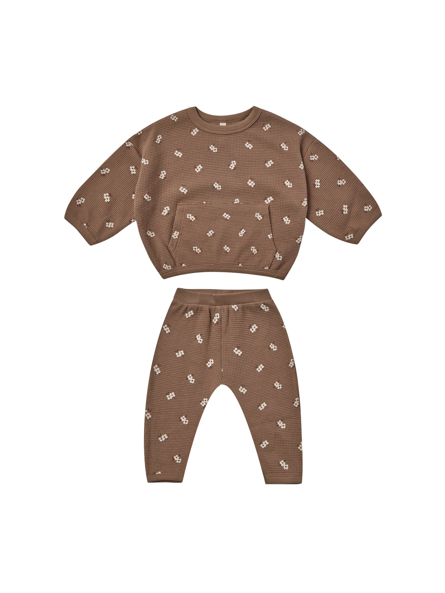 Quincy Mae Waffle Top + Pant Set Cocoa Floral