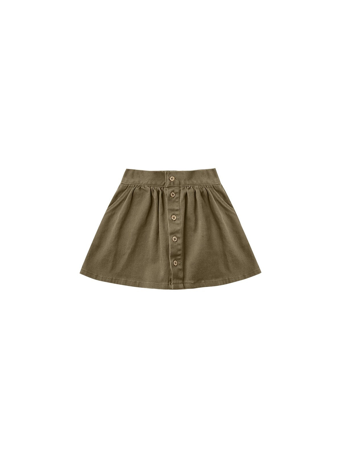 Rylee & Cru Button Front Mini Skirt Olive