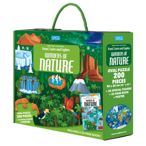 Sassi Travel, Learn and Explore Puzzle and Book Set The Wonders of Nature 200 pcs