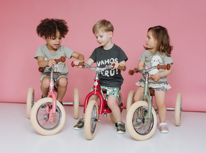 Trybike 2 in 1 Balance Bike Pink Vintage