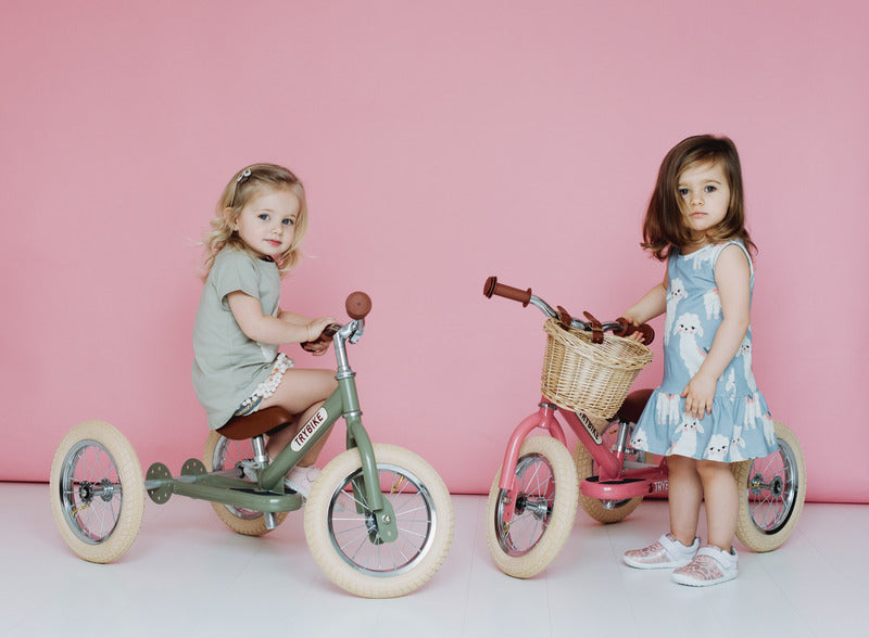 Trybike 2 in 1 Balance Bike Pink Vintage