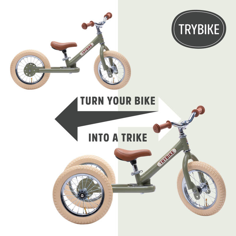Trybike 2 in 1 Balance Bike Green Steel
