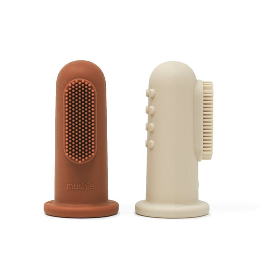 Mushie Finger Toothbrush Clay/Shifting Sand