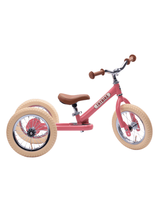 Trybike 2 in 1 Balance Bike Pink Vintage
