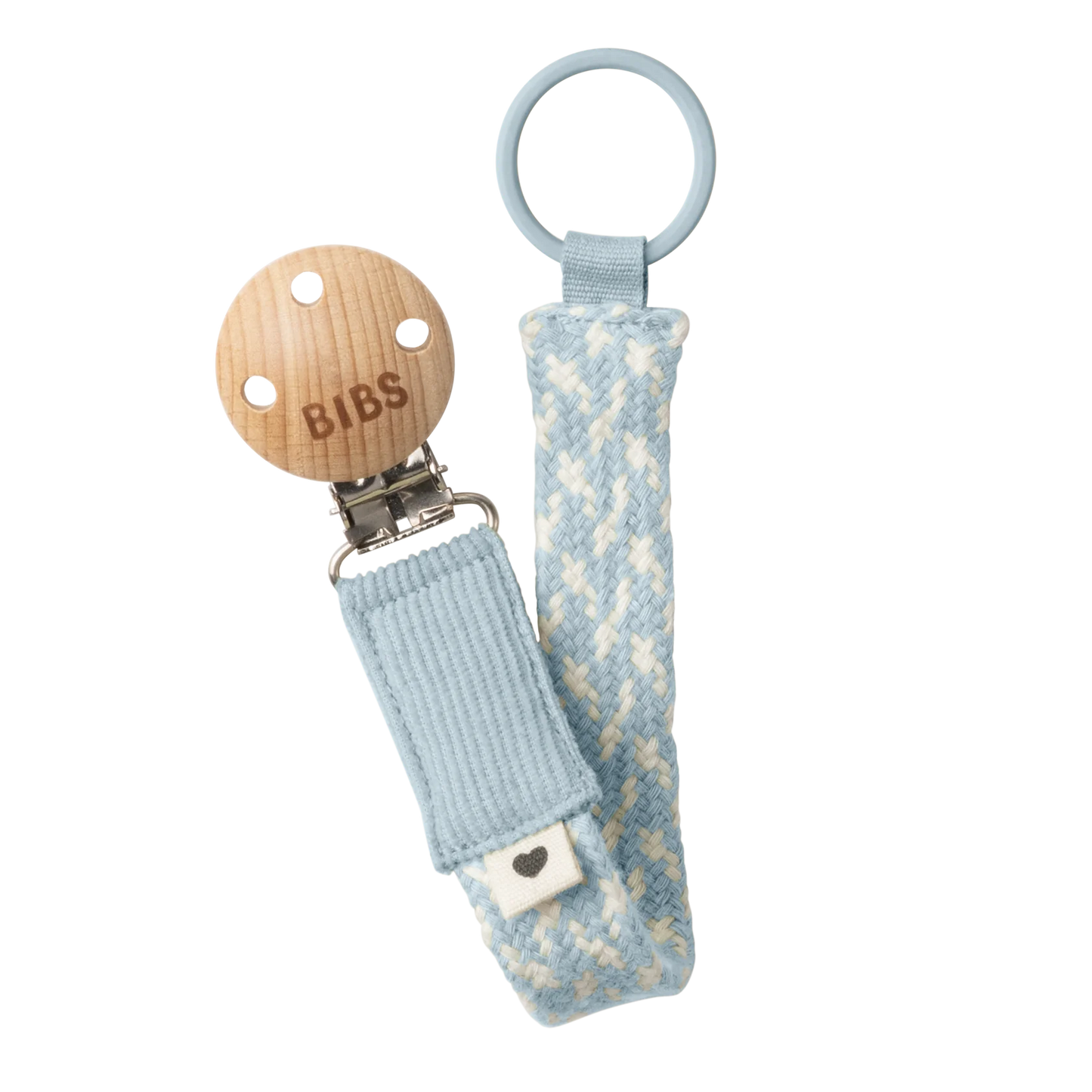 BIBS Pacifier Clip Baby Blue/Ivory