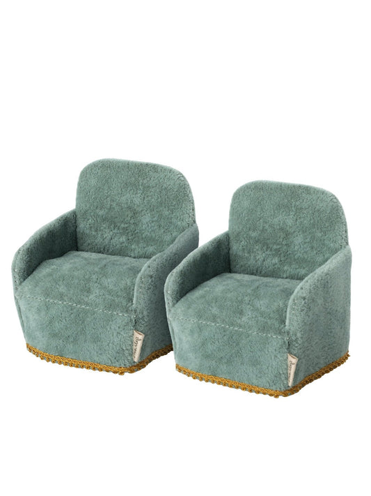 Maileg Fabric Mouse Chair 2 Pack Dusty Green