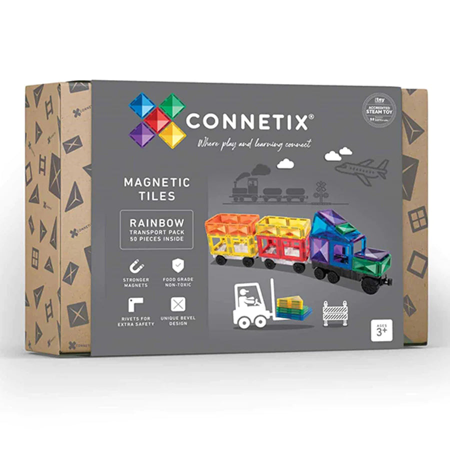 Connetix Tiles 50 Piece Rainbow Transport Pack